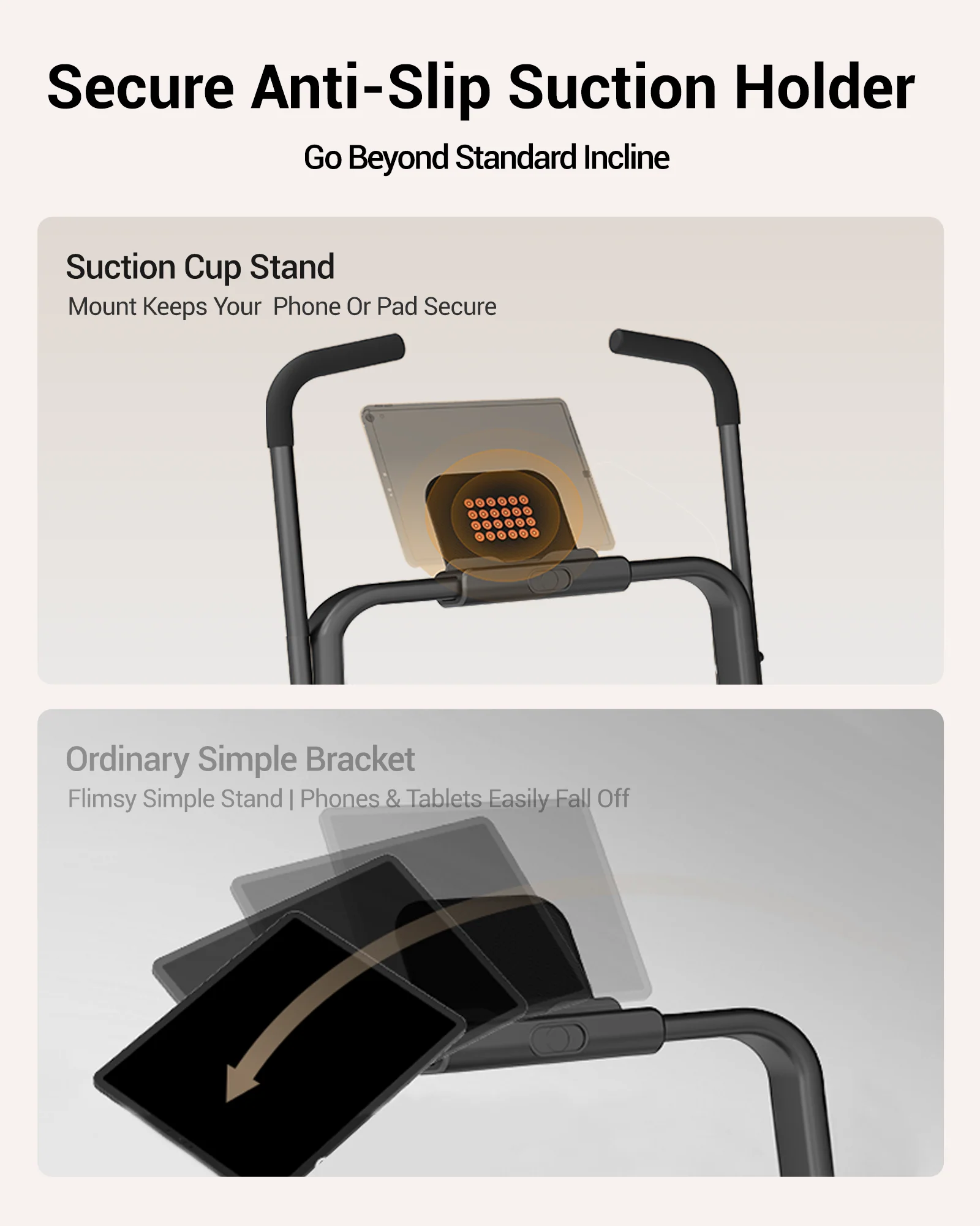 UMAY X5FD secure anti-slip device holder compared with a standard bracket